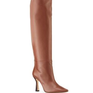Wandler
Lina Calfskin Knee Boots with Embossed Heel- snake heel